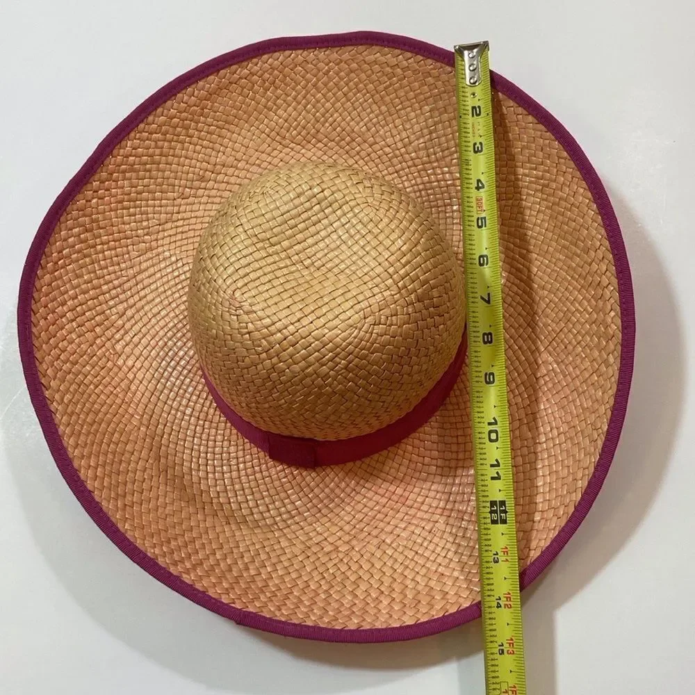 VTG, 💯 Natural Strew Made In Italy Elegant Chic Women’s Hat Pink And Tan